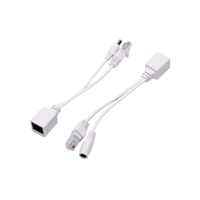 رابط POE با قابلیت انتقال برق و تصویر دوربین مداربسته تحت شبکه (آداپتور POE با دو کابل برق نر و ماده)