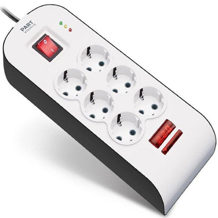 محافظ 6 راه ارتدار دیجیتال پارت الکتریک با کابل 1.8 متری کد 8794