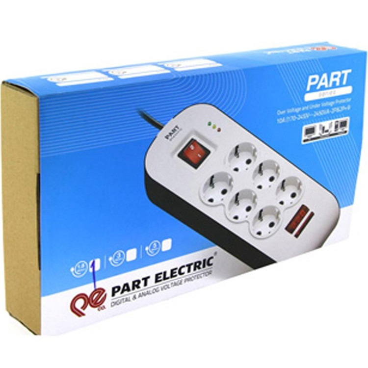 محافظ 6 راه ارتدار دیجیتال پارت الکتریک با کابل 1.8 متری کد 8794